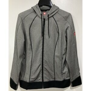 Engelbert Strauss Herringbone Full Zip Hoodie Womens Size Large Black Gray‎